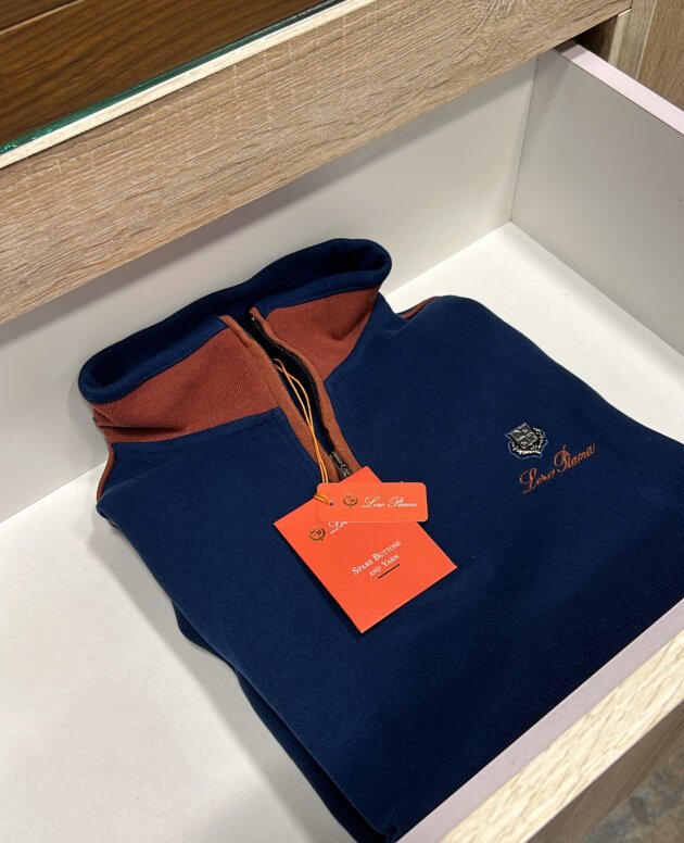 Loro Piana Tree zip-Neck Ribbed Sweater