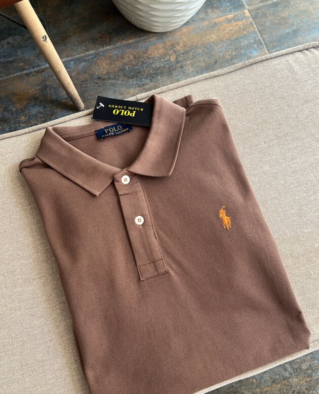 POLO RALPH LAUREN CUSTOM REGULAR FIT SOFT COTTON USED BROWN POLO TSHIRT