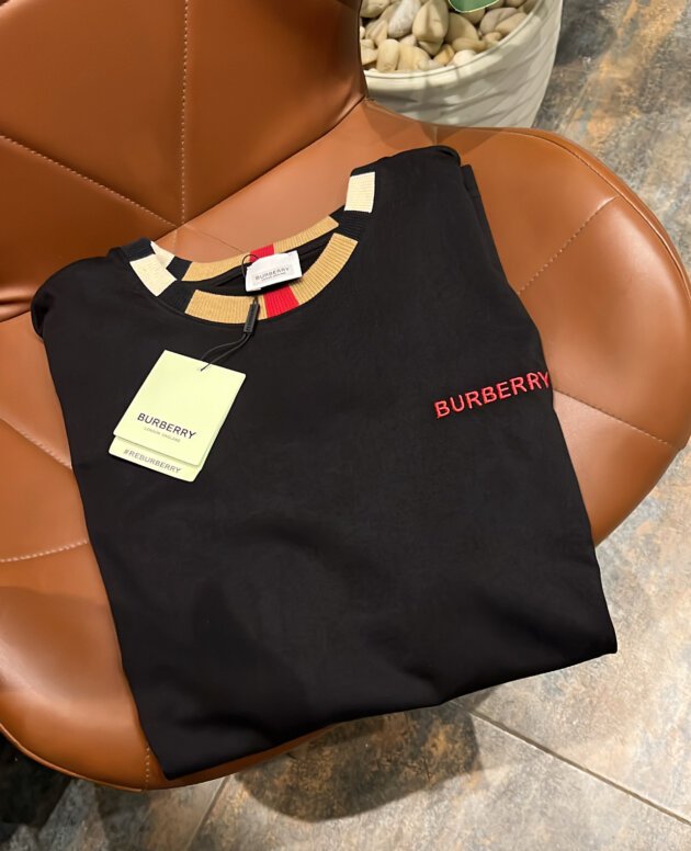 Burberry check trim cotton t-shirt