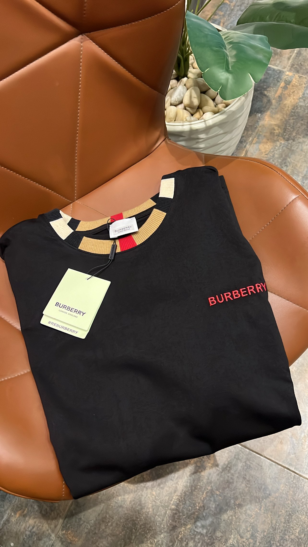 Burberry check trim cotton t-shirt - Image 3