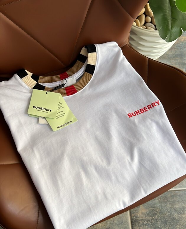 Burberry check trim cotton t-shirt
