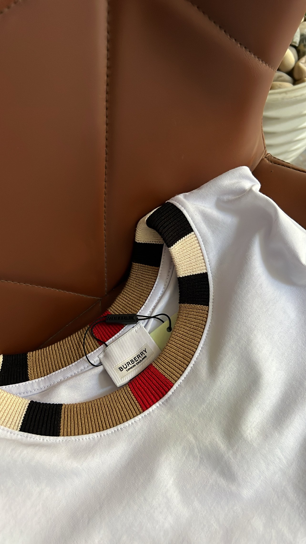 Burberry check trim cotton t-shirt - Image 3