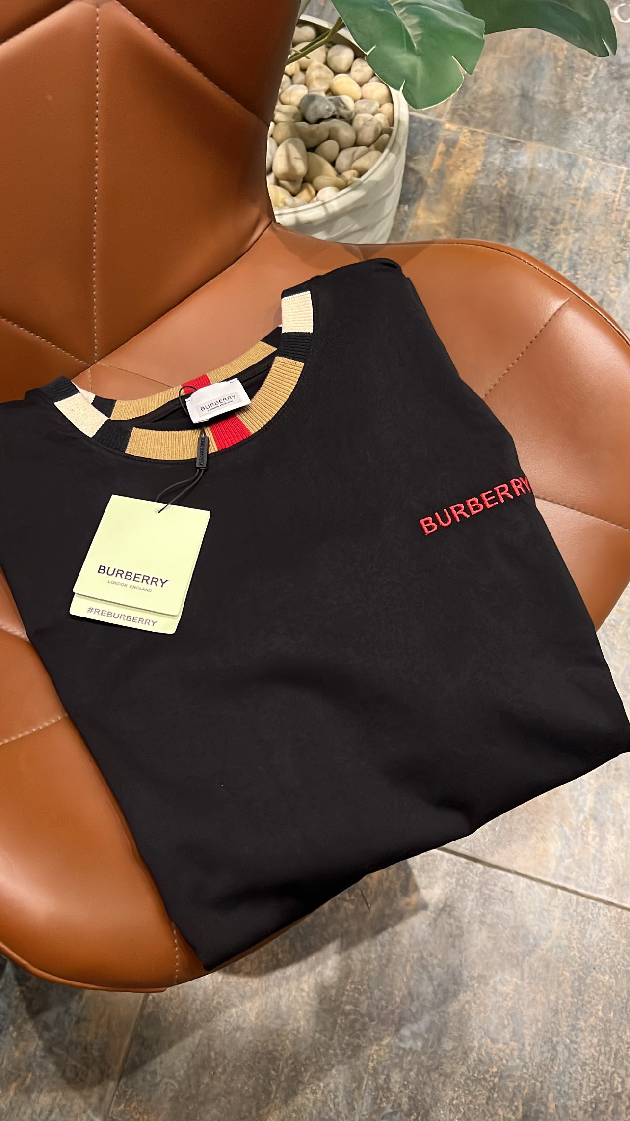 Burberry check trim cotton t-shirt - Image 2