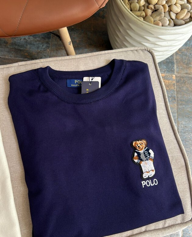 POLO BEAR SHORT-SLEEVE KNITTED  EMBROIDERED JUMPER