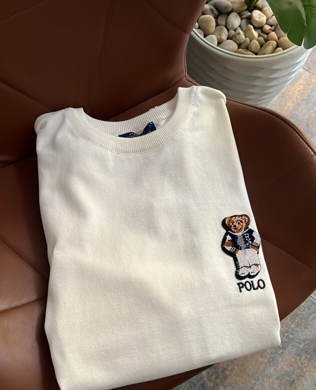 POLO BEAR SHORT-SLEEVE KNITTED  EMBROIDERED JUMPER