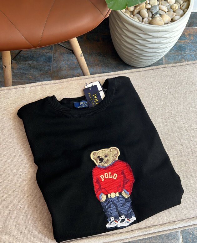 POLO BEAR SHORT-SLEEVE KNITTED  EMBROIDERED JUMPER